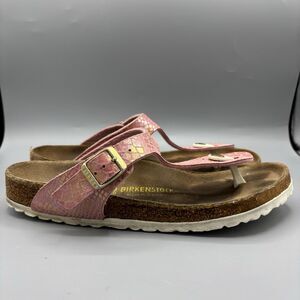 Birkenstock Gizeh Pink Women’s Sandals Shoes Snakeskin Embossed Size 40 US 8